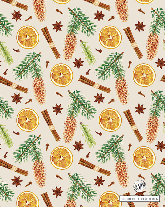 Torchon de cuisine "Orange de Noël"
