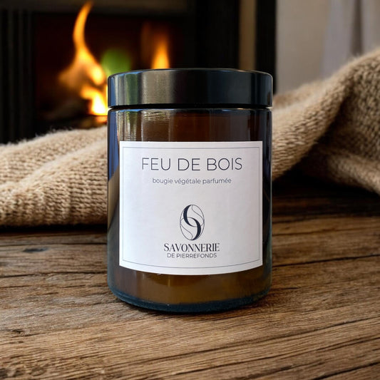 Bougie végétale parfumée "Feu de bois"