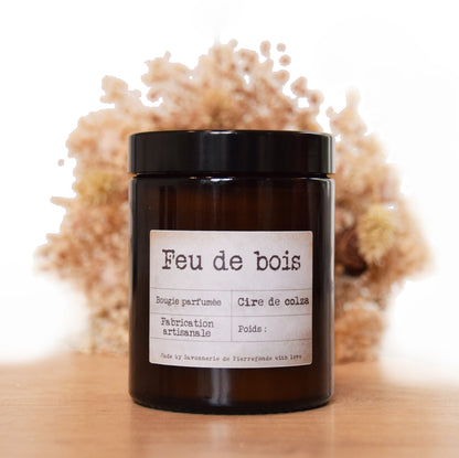 Bougie végétale parfumée senteur "Feu de bois"