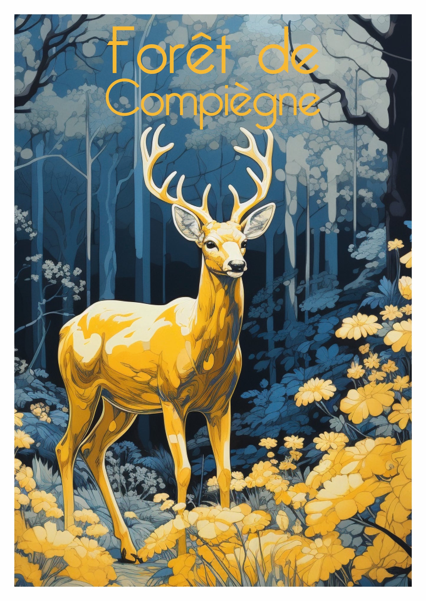 Carte postale "Cerf bleu en Forêt de Compiègne"